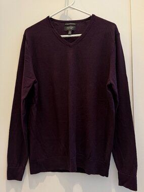 Nordstrom Men’s Shop 100% Merino Wool V-Neck Sweater – Burgundy (XL)